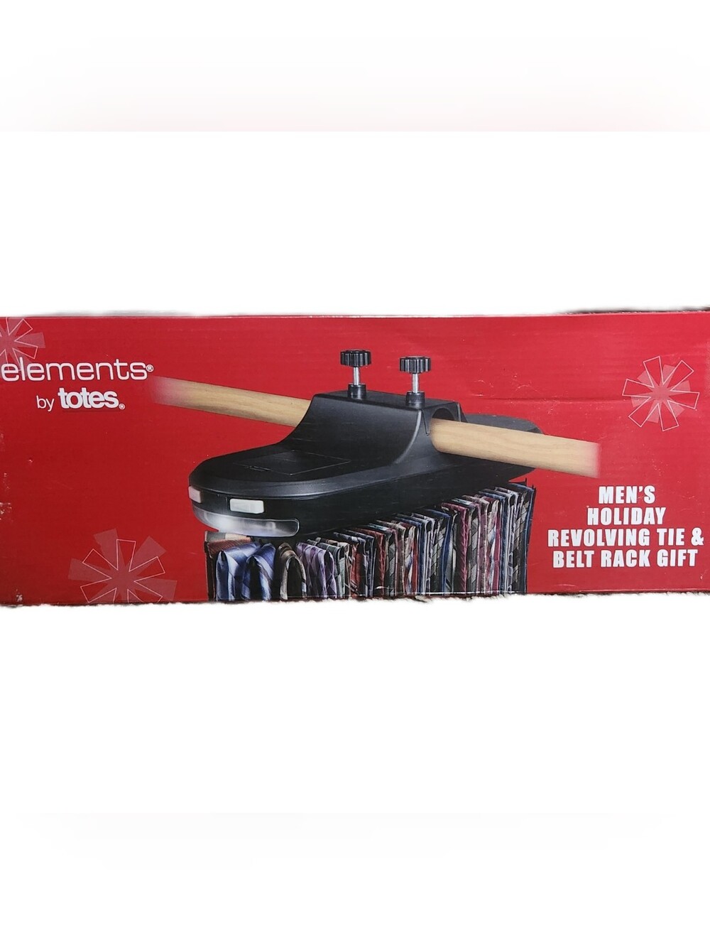 Elements By Totes Lighted Revolving Tie and Belt Organizer Rack Battery Operated